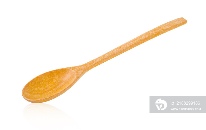 Wooden spoon isolated on white background.