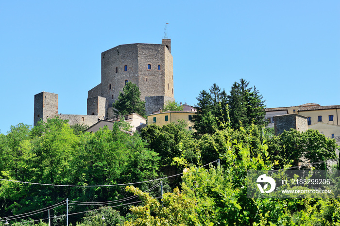 Montefiore Conca, view to medieval castle, (near Rimini Monte Titano and San Marino), Emilia-Romagna, Italy.