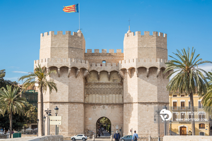 Torre de Serranos gate in Valencia, Spain