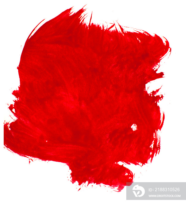 Red brush stroke isolated over white background