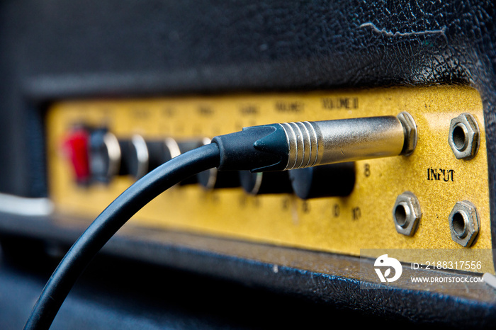 close up image of guitar amplifier