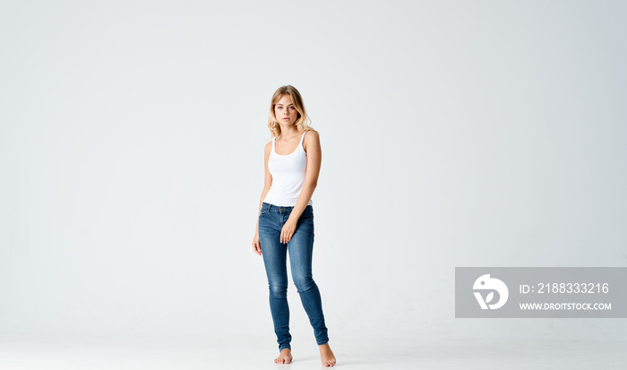 woman standing on isolated background