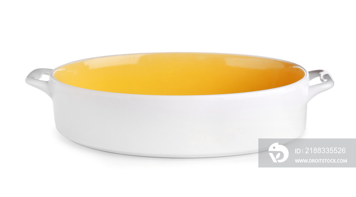 Baking dish on white background