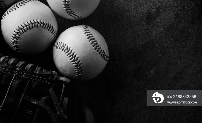 Dark moody baseball background in black and white