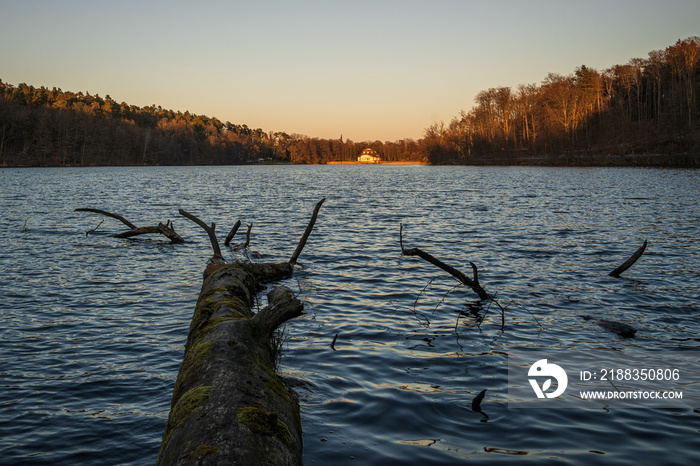 Beautiful view of a calm Burke Lake in Fairfax County, â€‹Virginia, USA