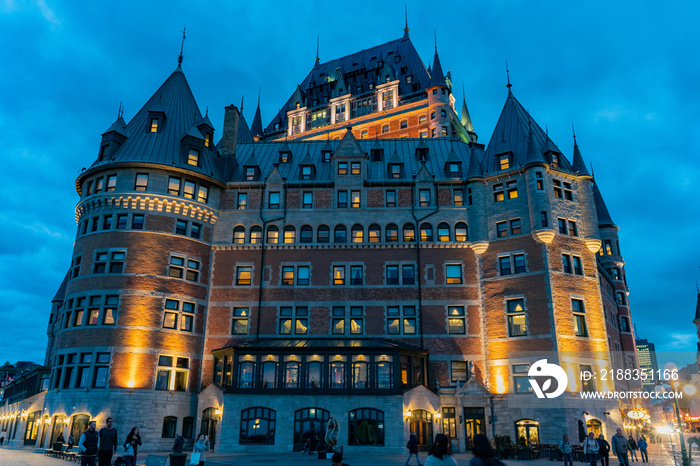 Night view of the famous Fairmont Le Château Frontenac