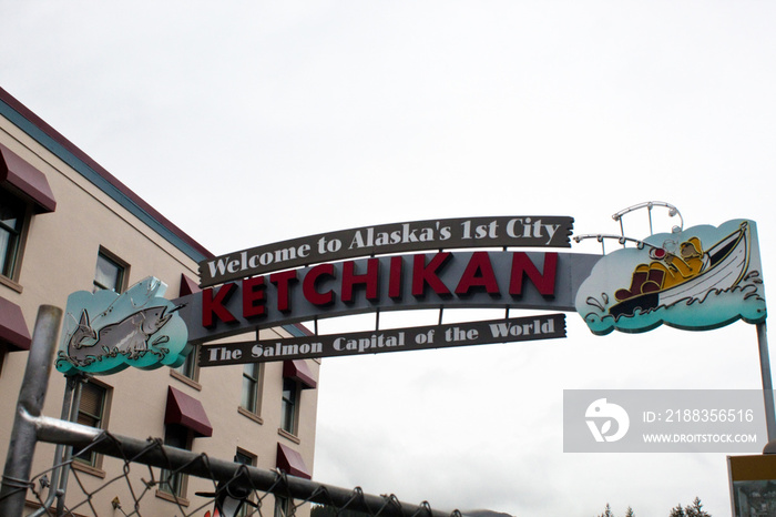 Ketchikan in Alaska entrance sign