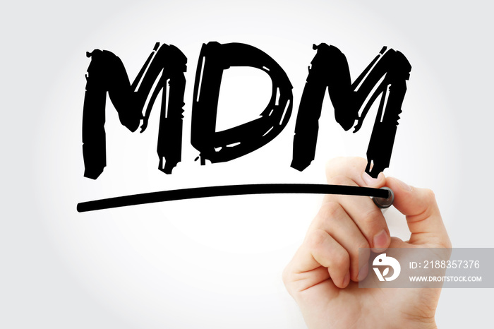 MDM - Mobile Device Management acronym with marker, technology concept background