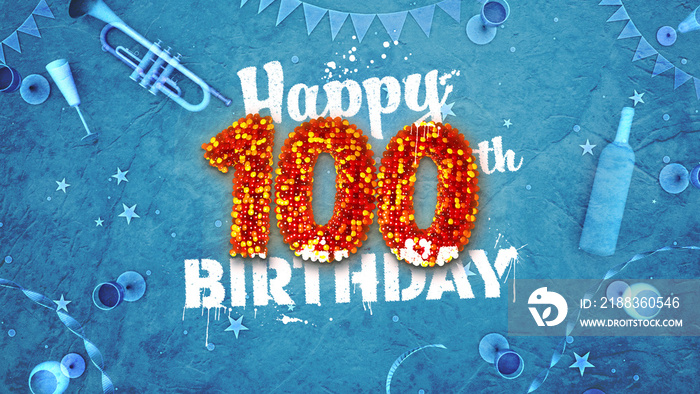 Happy 100th Birthday Card with beautiful details