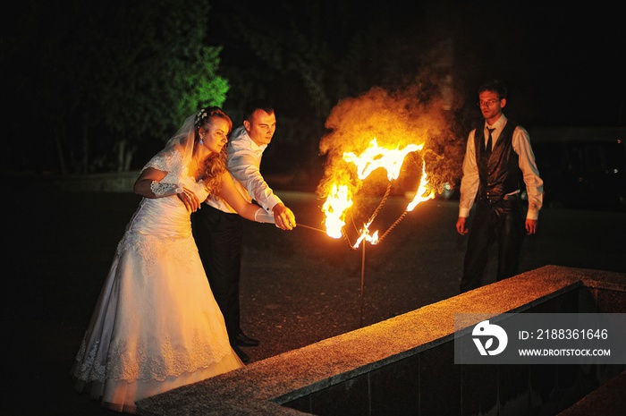 wedding couple background two fire heart