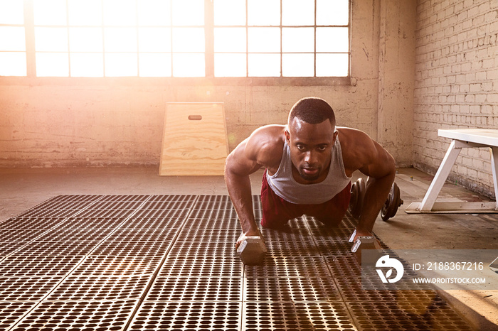 Man exercising in gym