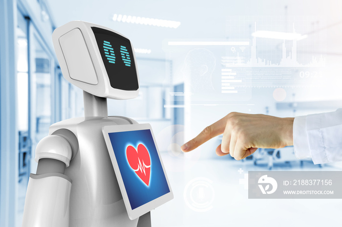 医疗智能医院中的机器人顾问服务技术，人工智能概念.D