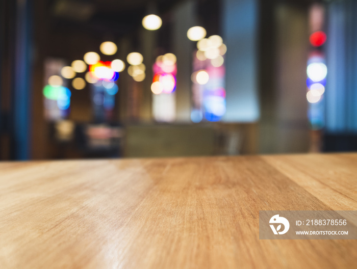 Table top Colourful light Blurred Bar restaurant cafe interior b