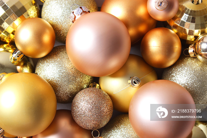 Background of beautiful christmas balls. New Year or Christmas background.