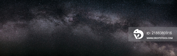 银河系的真实夜空恒星。自然星空背景。全景全景