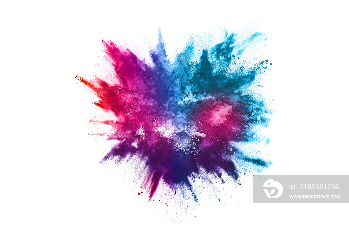 abstract powder splatted background. Colorful powder explosion on white background. Colored cloud. C
