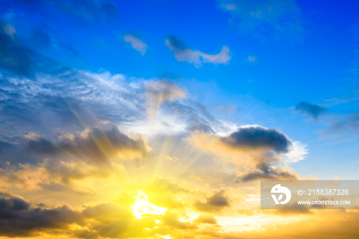 Beautiful sky and colorful clouds at sunset