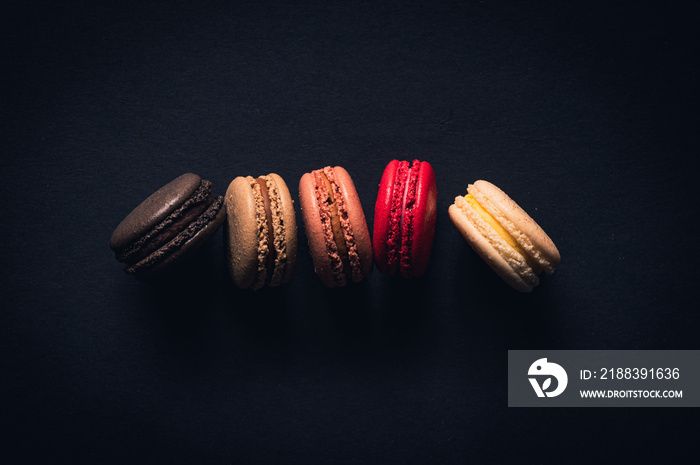 macaroons on black colour background