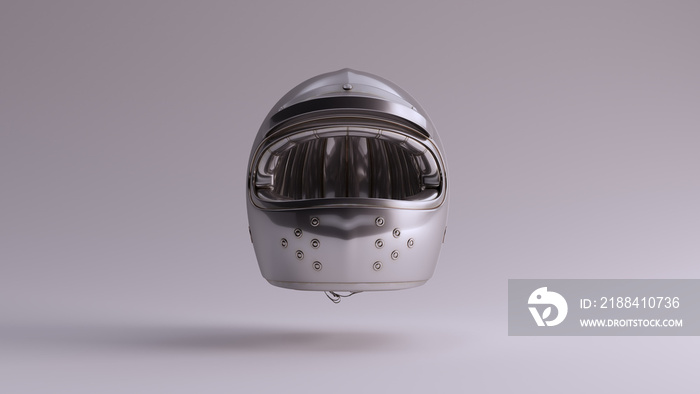 Silver Motorcycle Helmet Open Faced with Visor 3d illustration 3d render