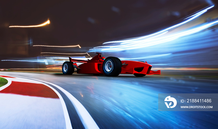 Sport racing car fast driving to achieve the champion dreame , motion blur and lighting effect apply