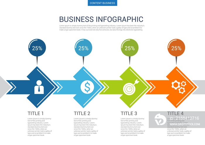 Infograhpic业务演示幻灯片模板，带箭头图