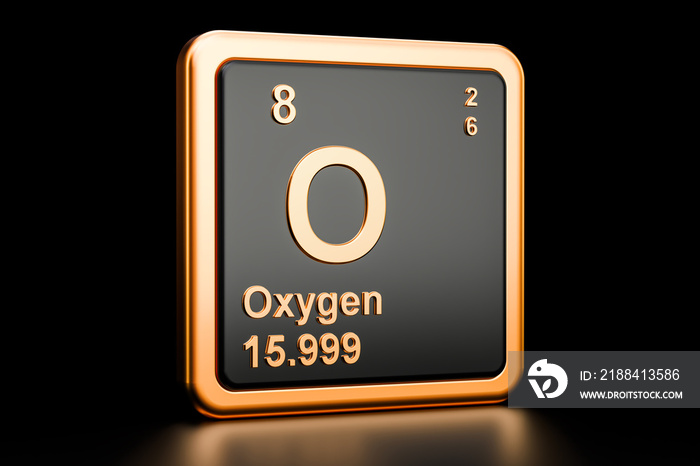 Oxygen O chemical element. 3D rendering