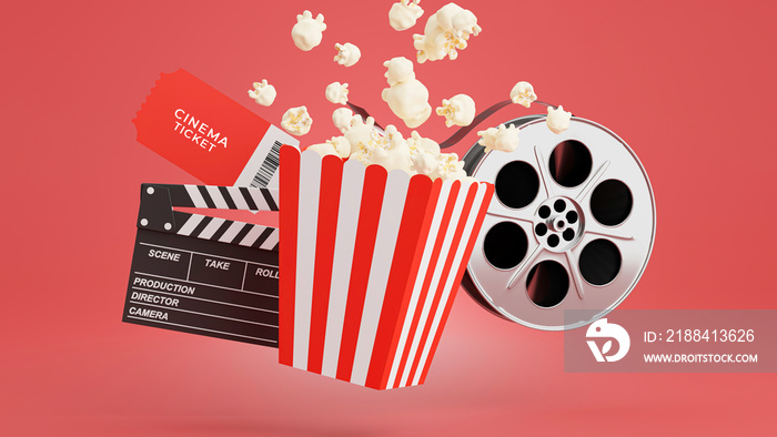 3d render of popcorn with cinema time