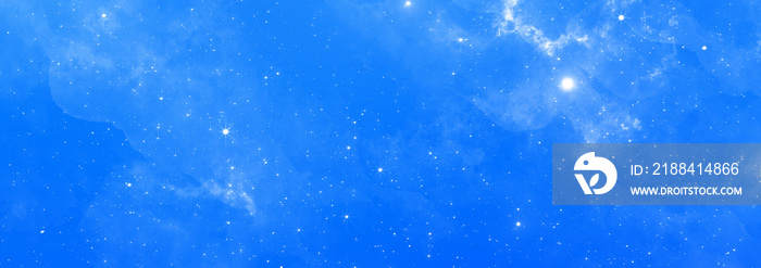 Blue Stars and galaxy outer space sky night universe vibrant colorful starry banner background of st
