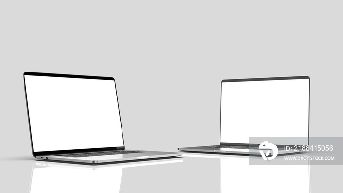 Set of laptops, templates on a white background. Template, mockup, design.