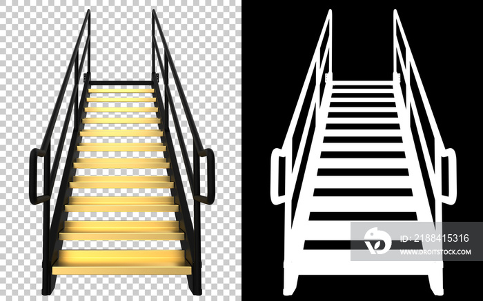 金属楼梯特写场景，在背景上用面具隔离。非常适合大型出版物或pri