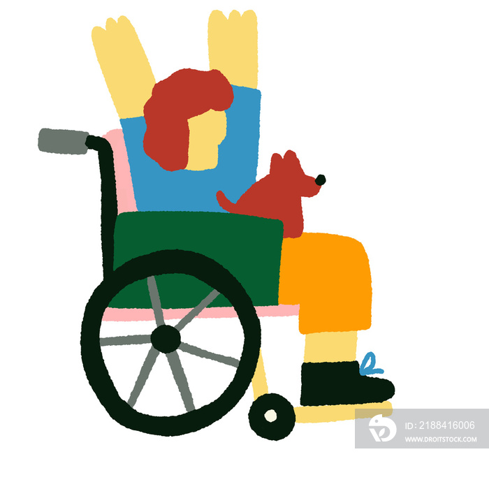 Colorful disabled wheelchair user