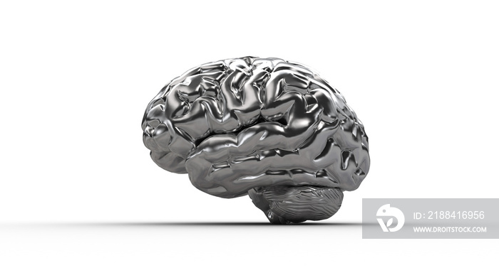 钢铁大脑。钢铁大脑。3D渲染
