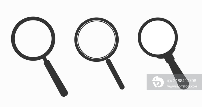 Set of magnifying glass icons. Magnifier or loupe sign set. Search icon Concept for finding people t