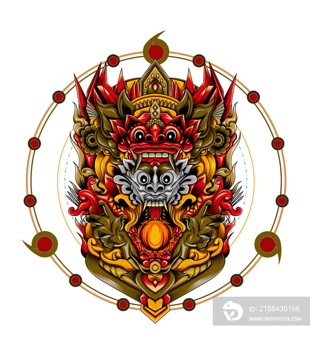 rangda mask design illustration template