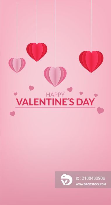 Happy valentine day and creative love composition of the hearts on pink background.