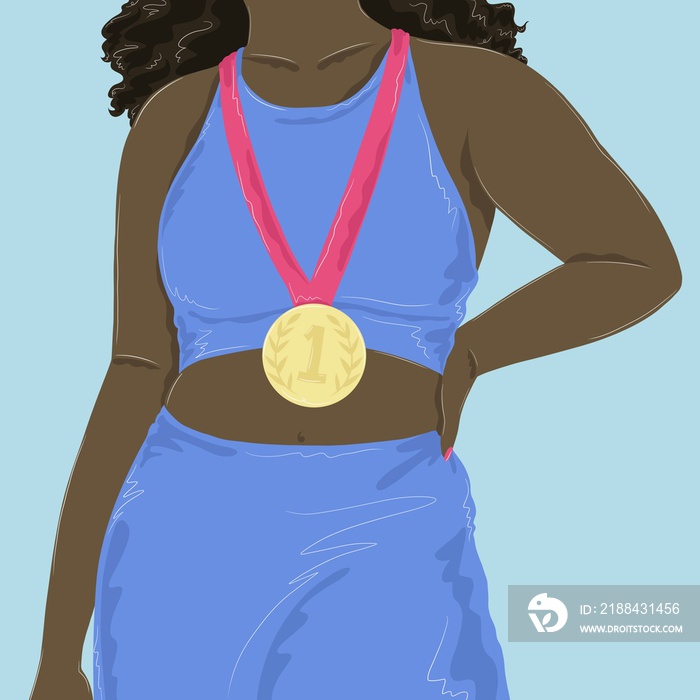 Woman wearing medal