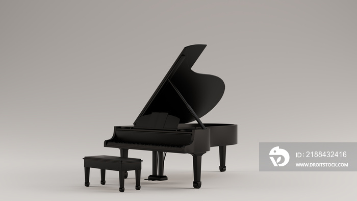 Black Grand Piano 3d illustration 3d render