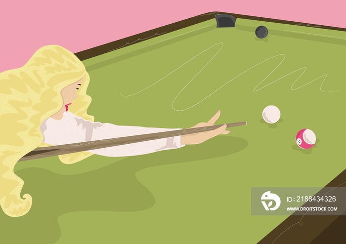 Girl playing snooker