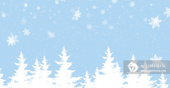 Christmas tree with snowflake on blue background , wallpaper illustration