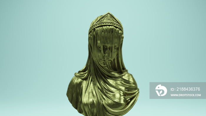 Brass Gold Bronze Statue Religion Sculpture Woman Mary Art Ancient 3d illustration render