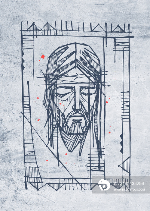 Jesus Christ Face at the crucifixion