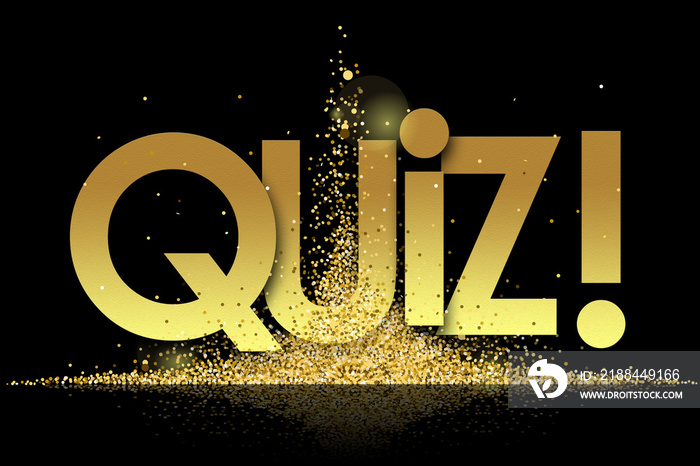 quiz in golden stars and black background