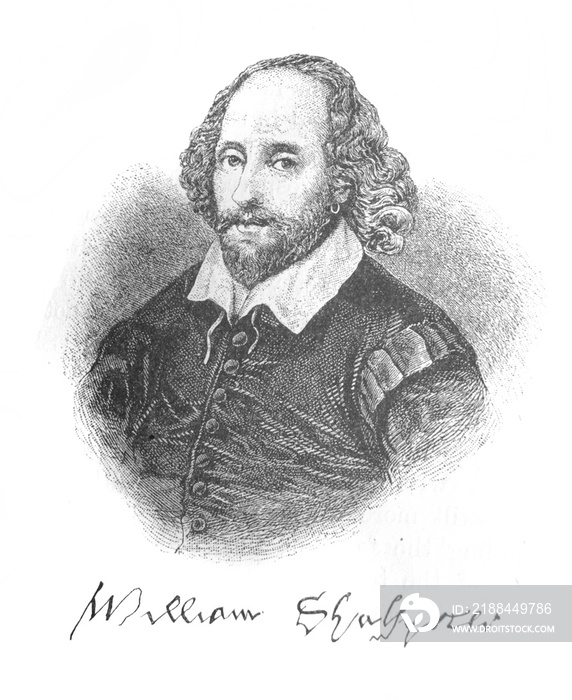 威廉·莎士比亚肖像，一位被认为是英国最伟大的作家