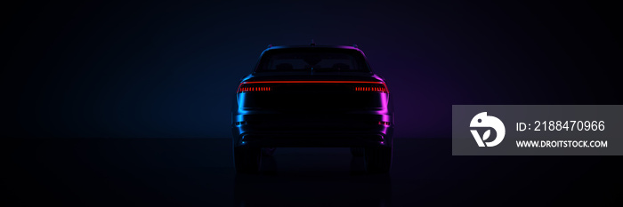 Sports car, studio setup on a dark background. 3d rendering