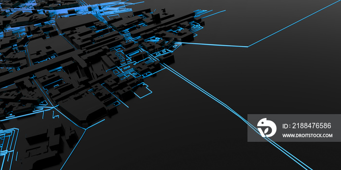 科技超级城市；城市和未来科技概念，原创3d渲染