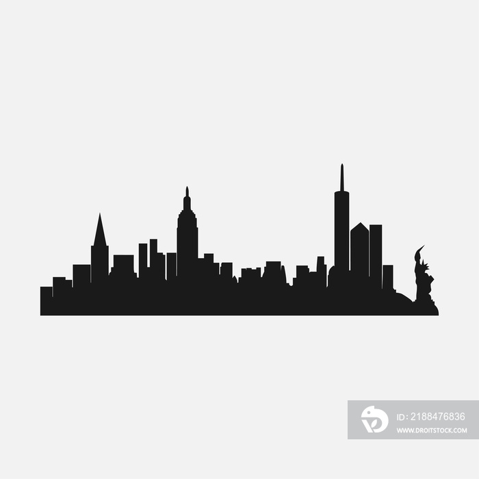 silhouette of the city of New york, the famous city of america