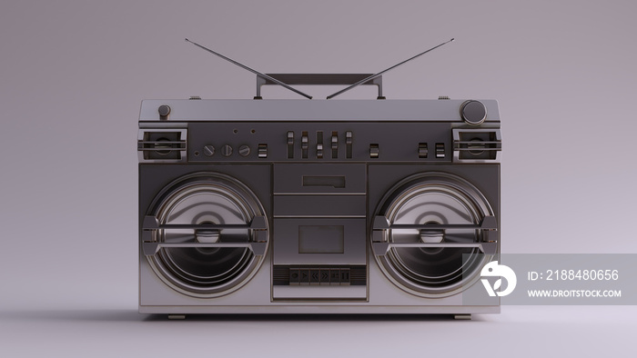 Silver Boombox Front View 3d illustration 3d render
