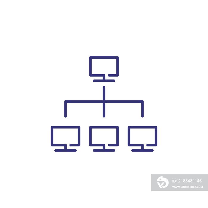 Computer network line icon. Monitors in flow chart. Information technology concept. Can be used for 