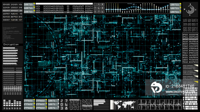 Hi-Tech digital technology communication and connection with Futuristic user interface head up displ