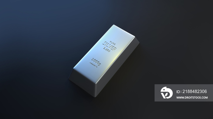 3D Silver Bar, Precious Metals (3D Rendering)